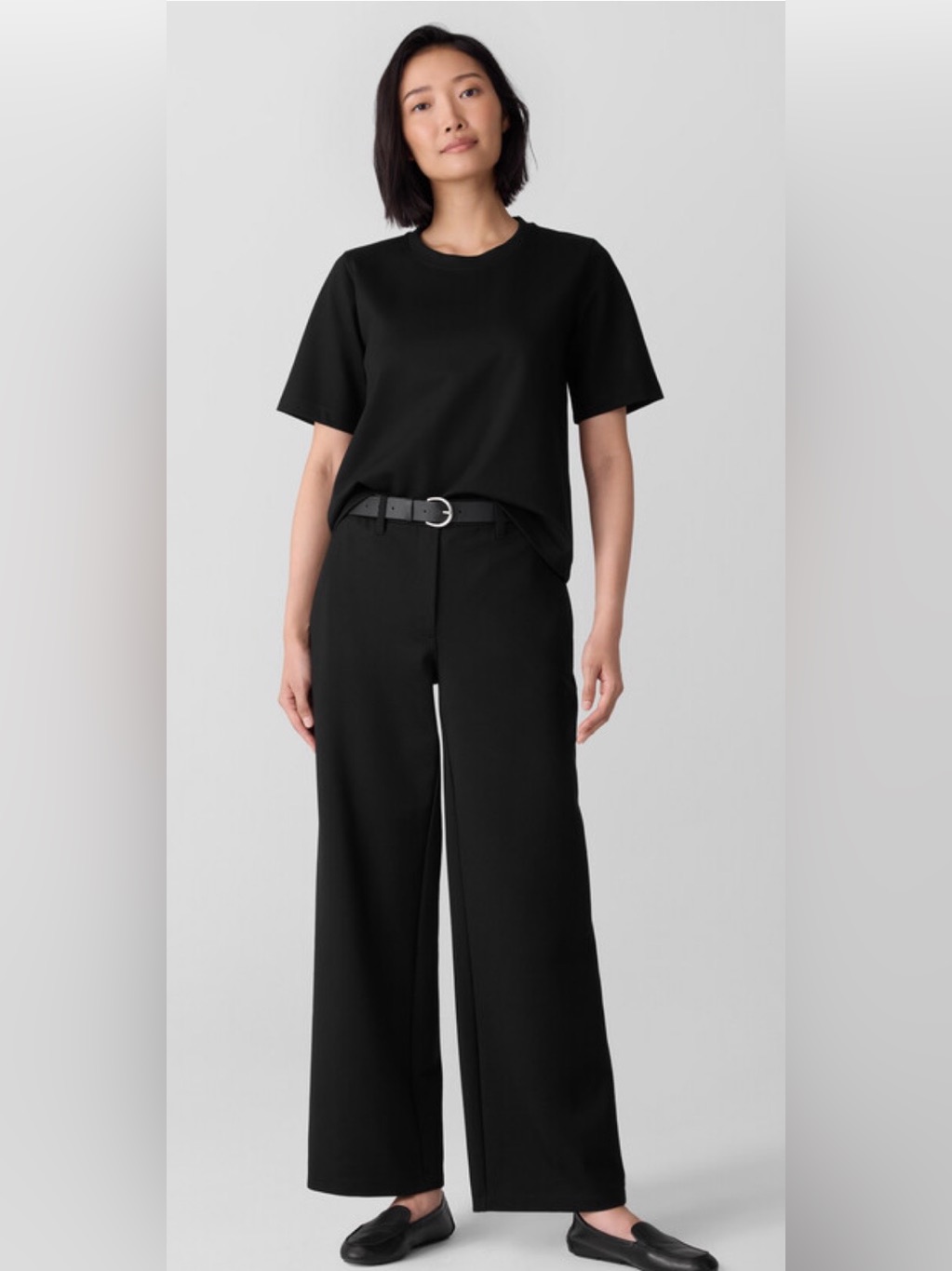 Eileen Fisher Wide-Leg Black Ponte Women's Trousers